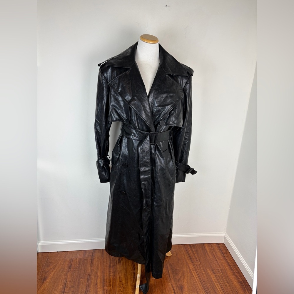 Blanca Studio Black Vegan Leather Trench Coat Size S / M